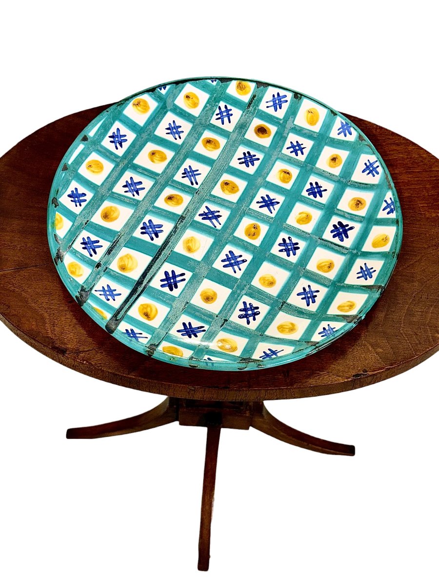 Robert Picault Hand-painted Decorative Ceramic Platter, Vallauris Circa 1960-photo-6