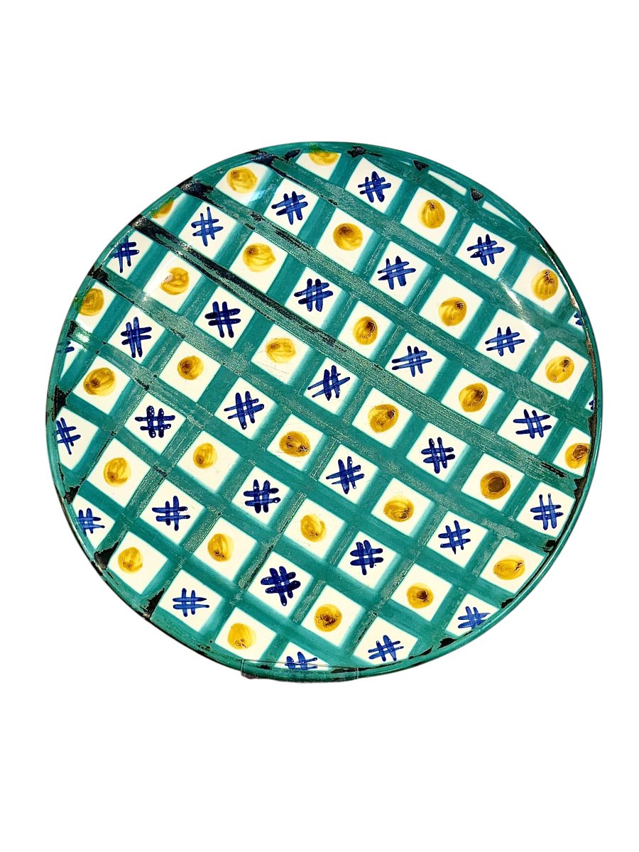 Robert Picault Hand-painted Decorative Ceramic Platter, Vallauris Circa 1960