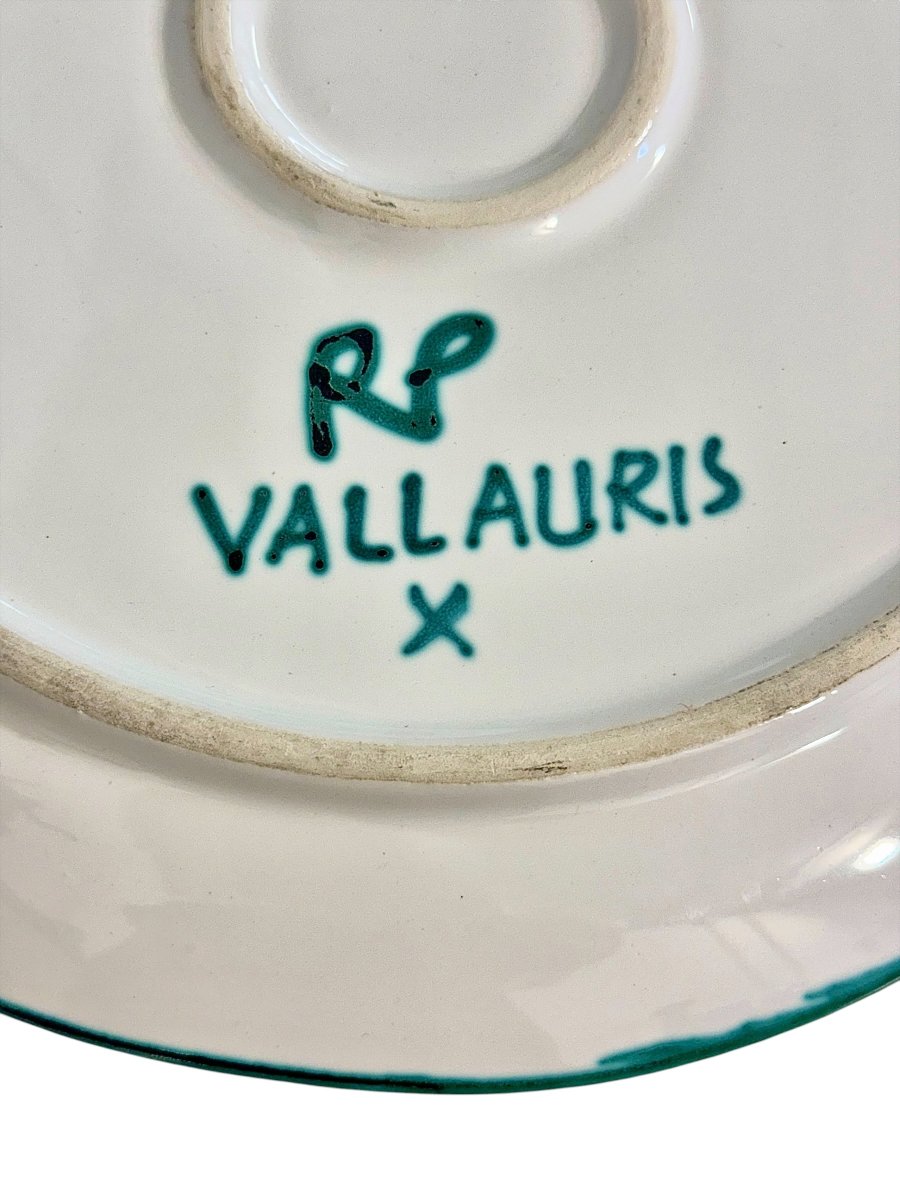 Robert Picault Hand-painted Decorative Ceramic Platter, Vallauris Circa 1960-photo-2