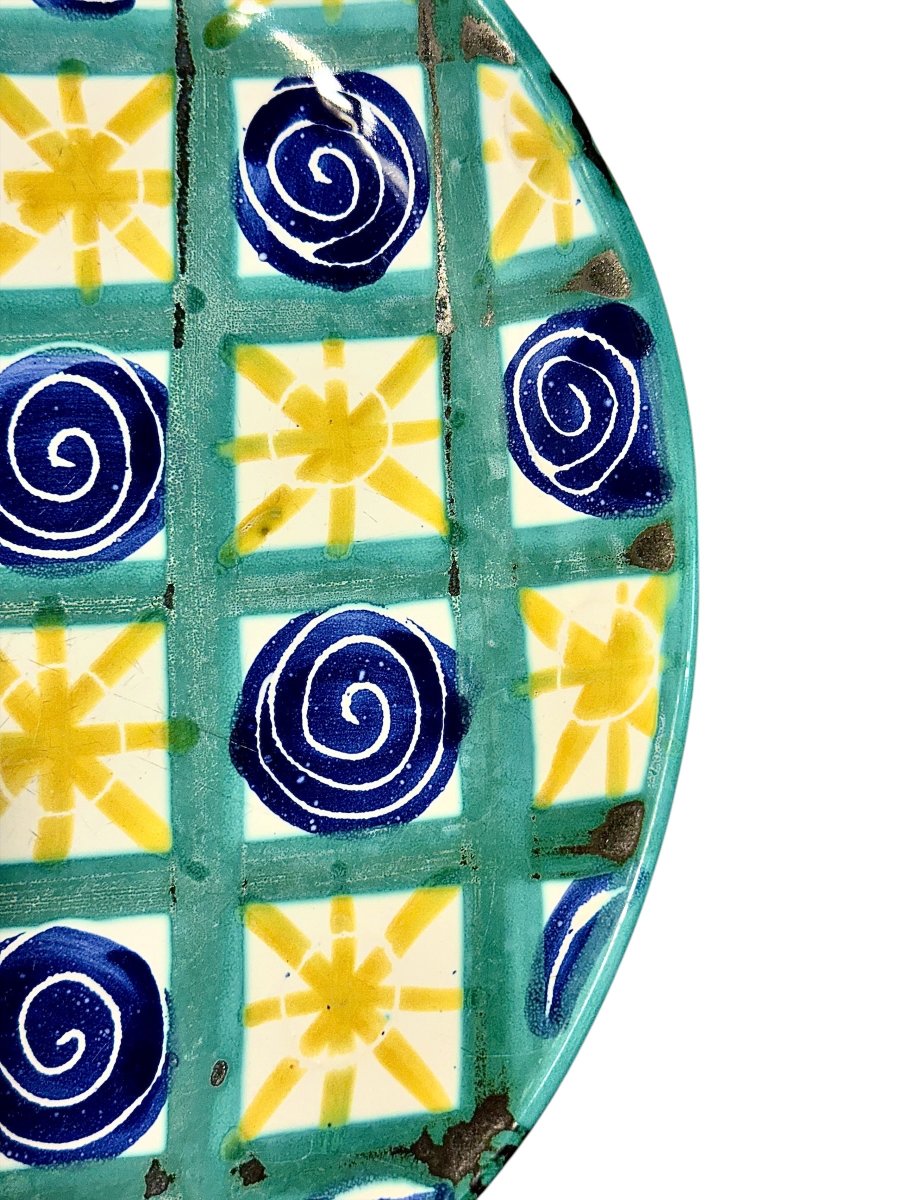 Robert Picault Hand-painted Decorative Ceramic Platter, Vallauris Circa 1960-photo-1