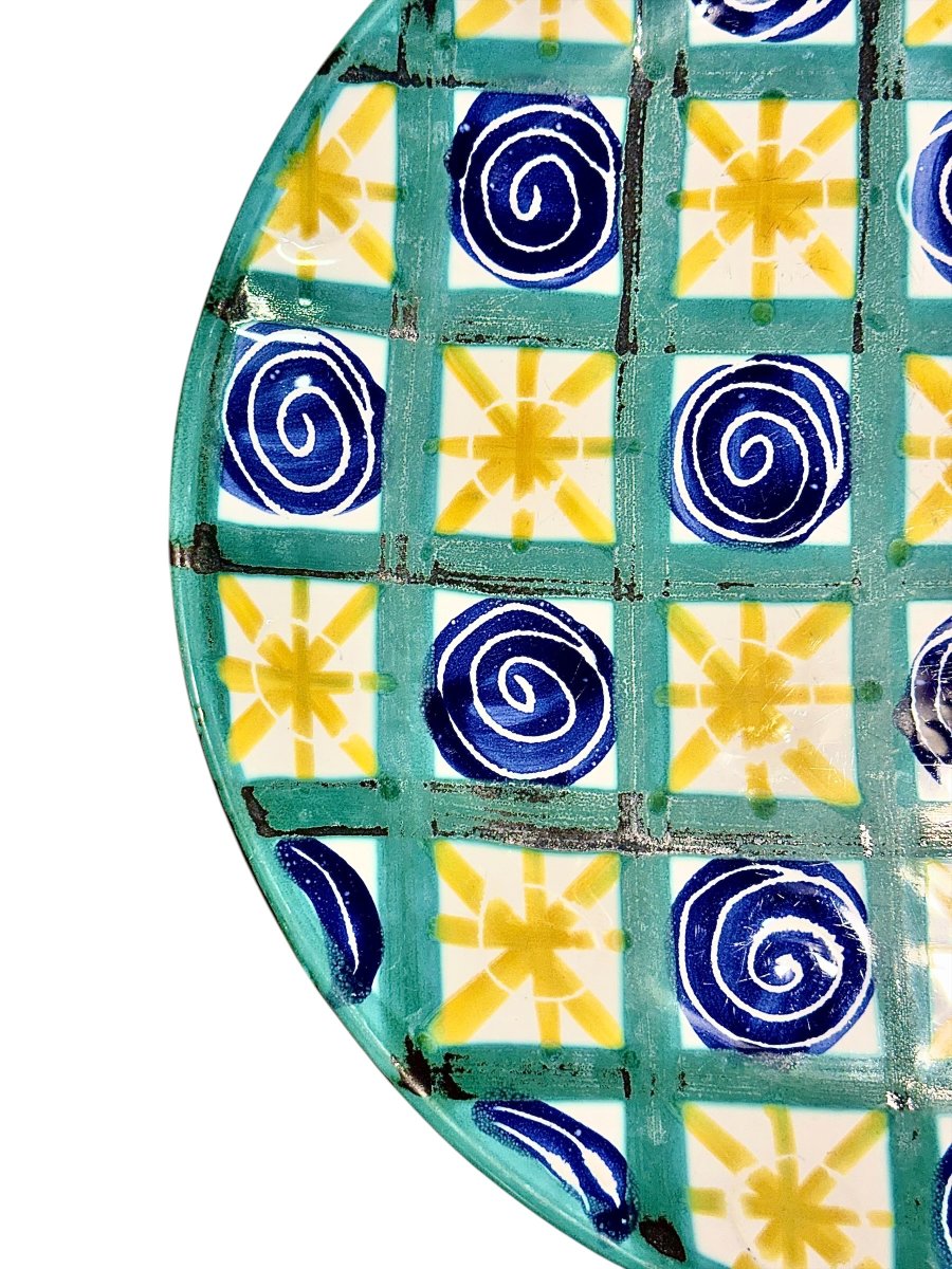 Robert Picault Hand-painted Decorative Ceramic Platter, Vallauris Circa 1960-photo-2