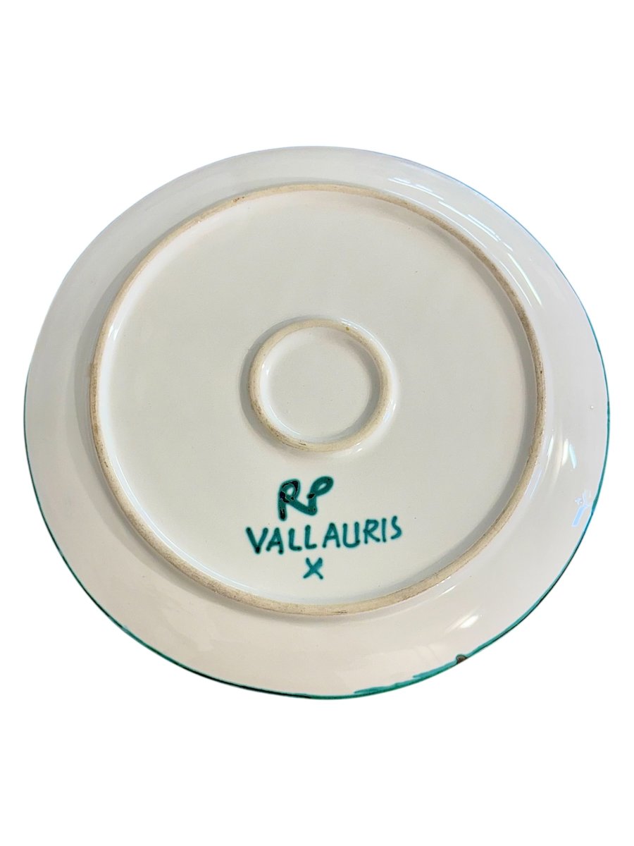 Robert Picault Hand-painted Decorative Ceramic Platter, Vallauris Circa 1960-photo-5