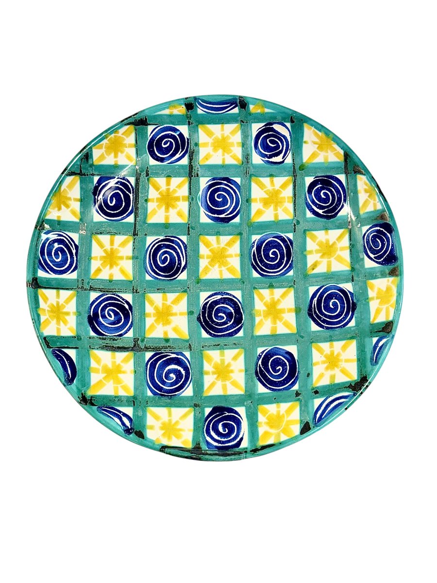 Robert Picault Hand-painted Decorative Ceramic Platter, Vallauris Circa 1960