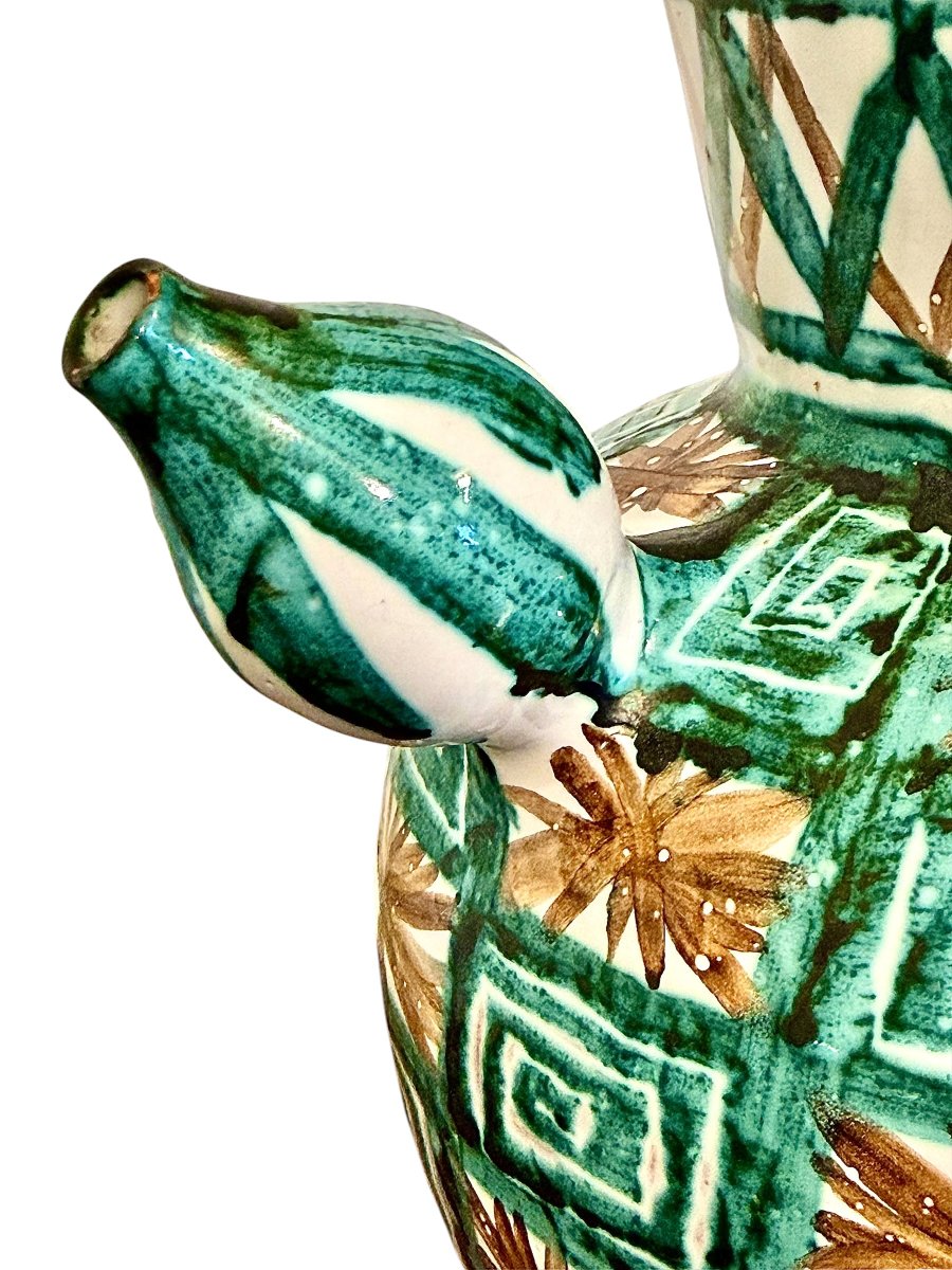 Grand pichet en céramique de Robert Picault, émail vert, Vallauris, vers 1960-photo-7