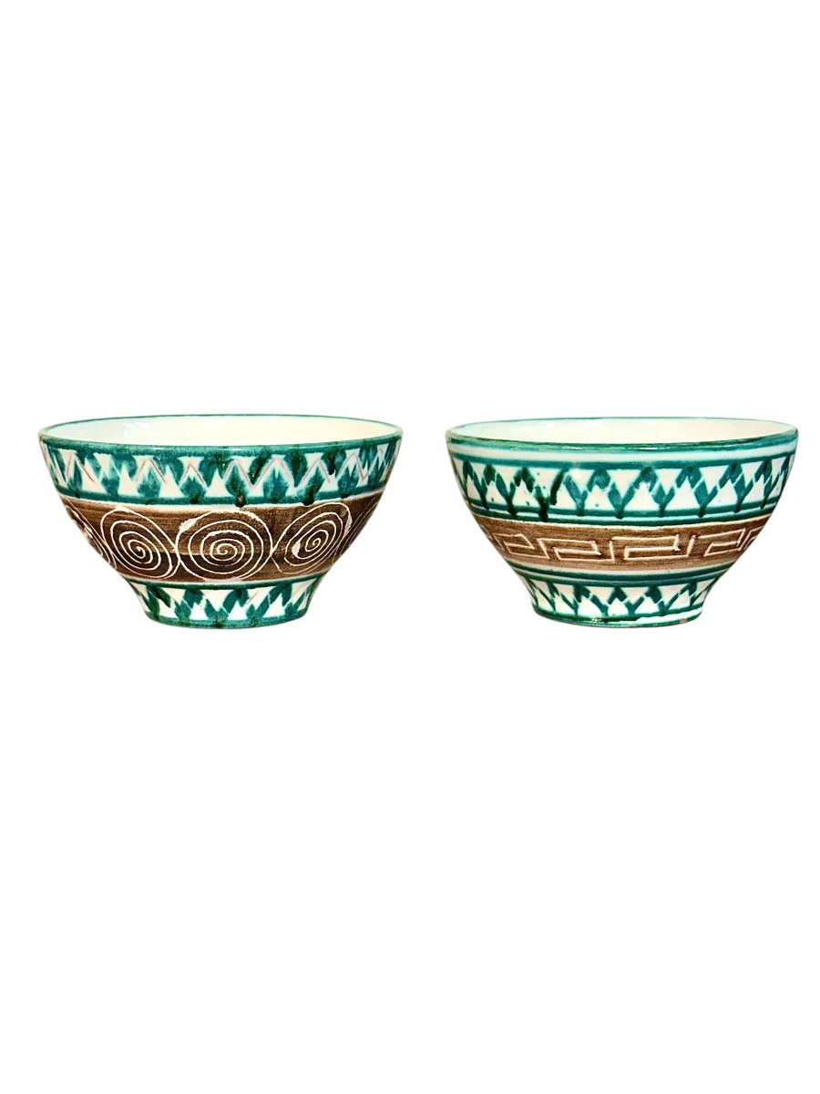 Paire de bols en céramique émaillée de Robert Picault, Vallauris, vers 1960