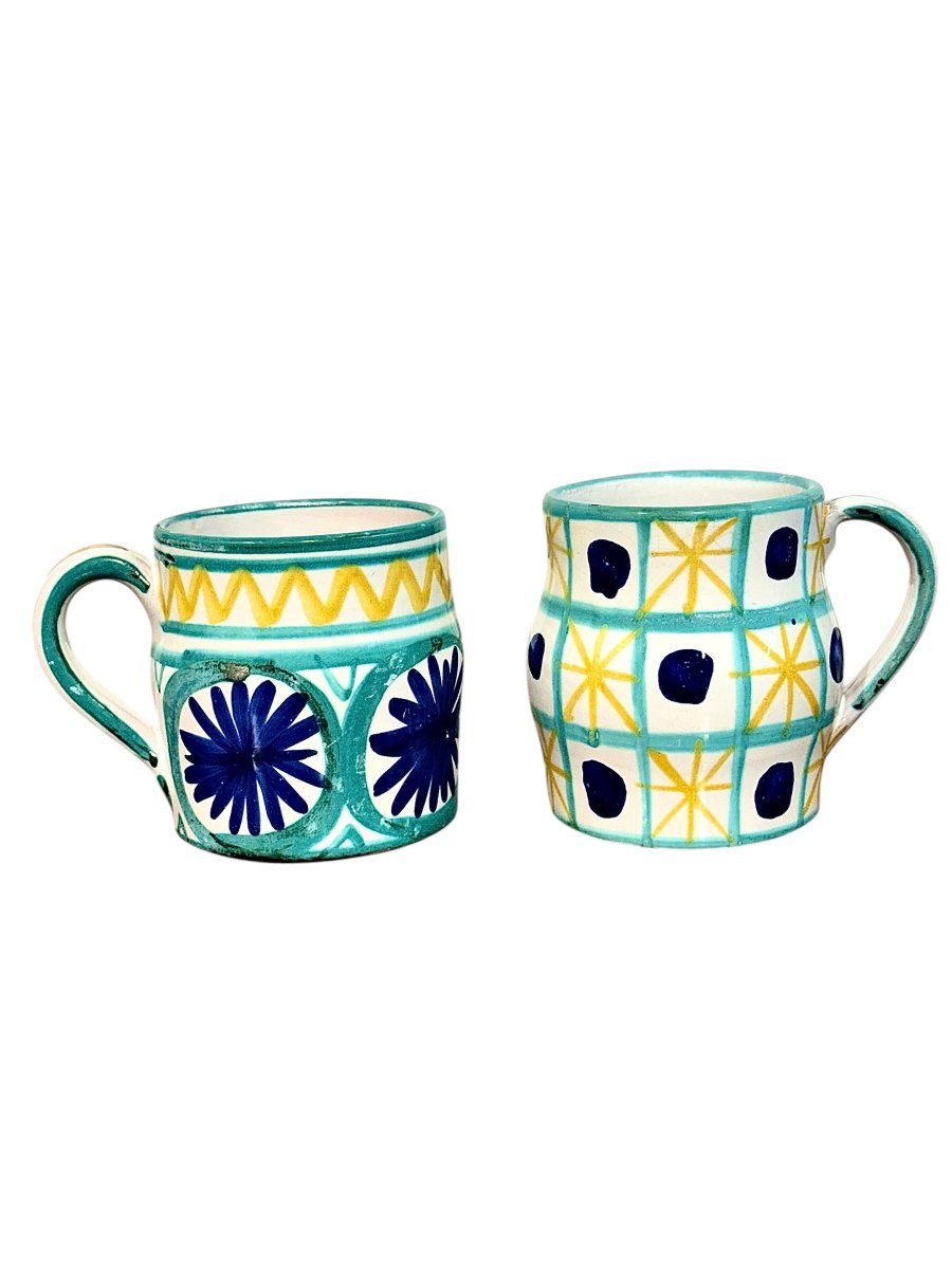 Set Of Six Robert Picault Ceramic Mugs, Vallauris France, Circa 1960-photo-6