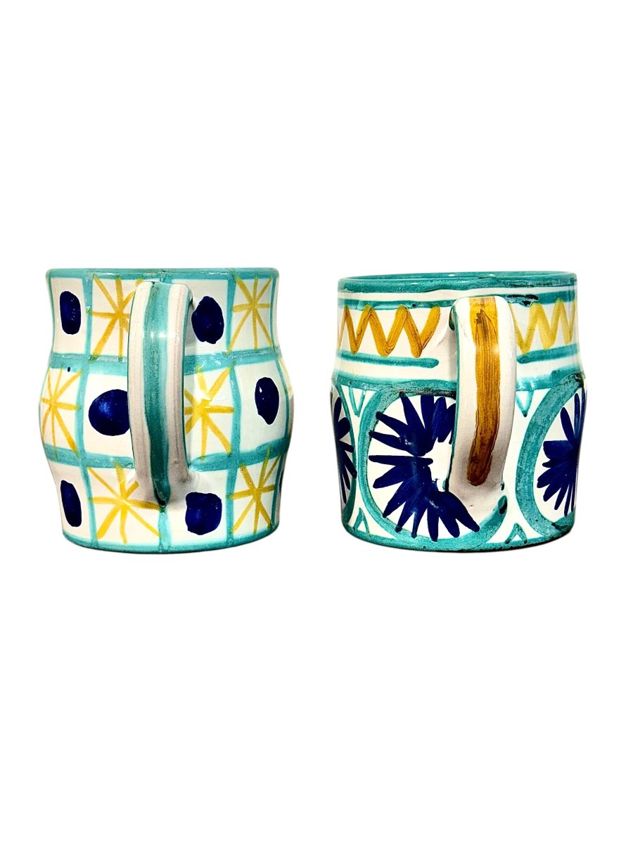 Set Of Six Robert Picault Ceramic Mugs, Vallauris France, Circa 1960-photo-7