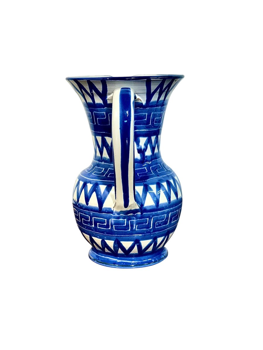 Pichet en céramique blanche et bleue de Robert Picault (Vallauris), France, vers 1960-photo-1