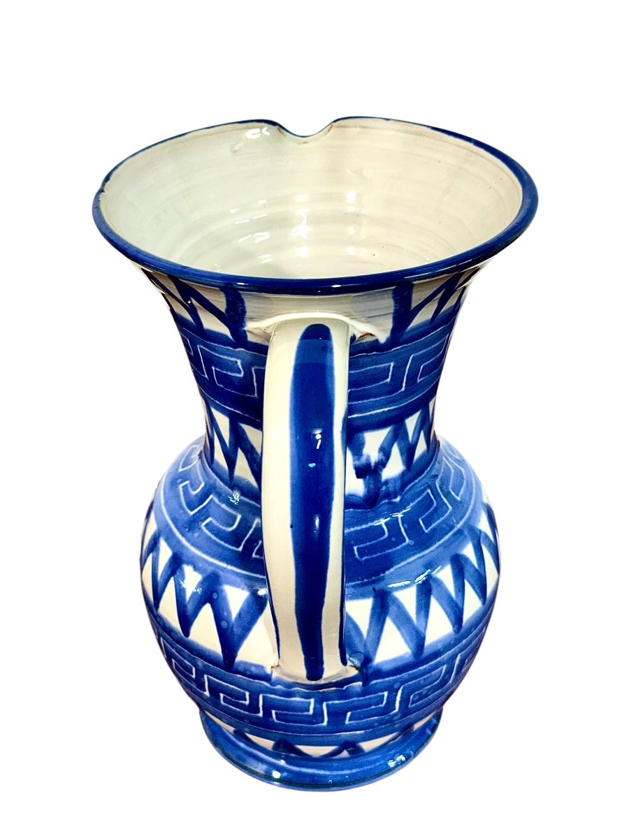 Pichet en céramique blanche et bleue de Robert Picault (Vallauris), France, vers 1960-photo-2