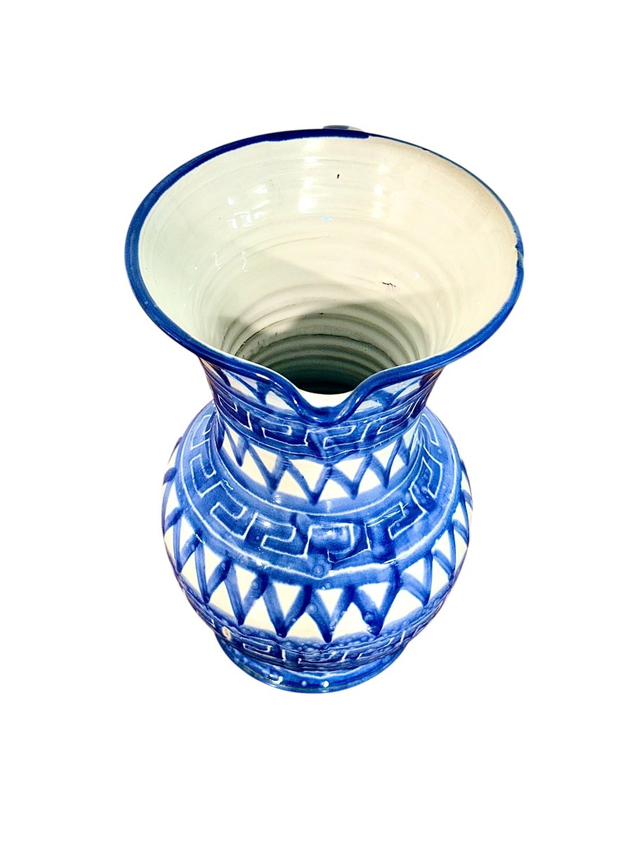 Pichet en céramique blanche et bleue de Robert Picault (Vallauris), France, vers 1960-photo-6