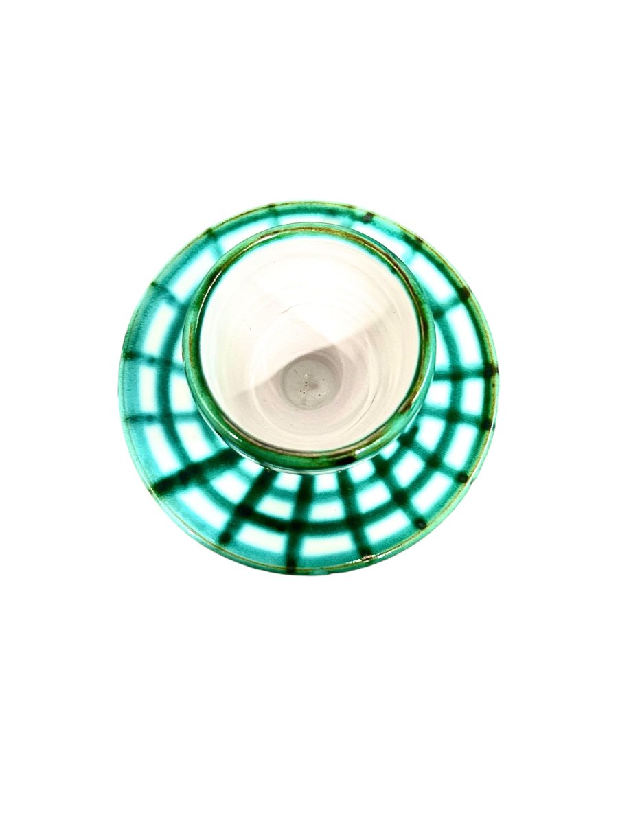 Robert Picault Vallauris Ceramic Egg Cup And Saucer, France, Circa 1960-photo-3