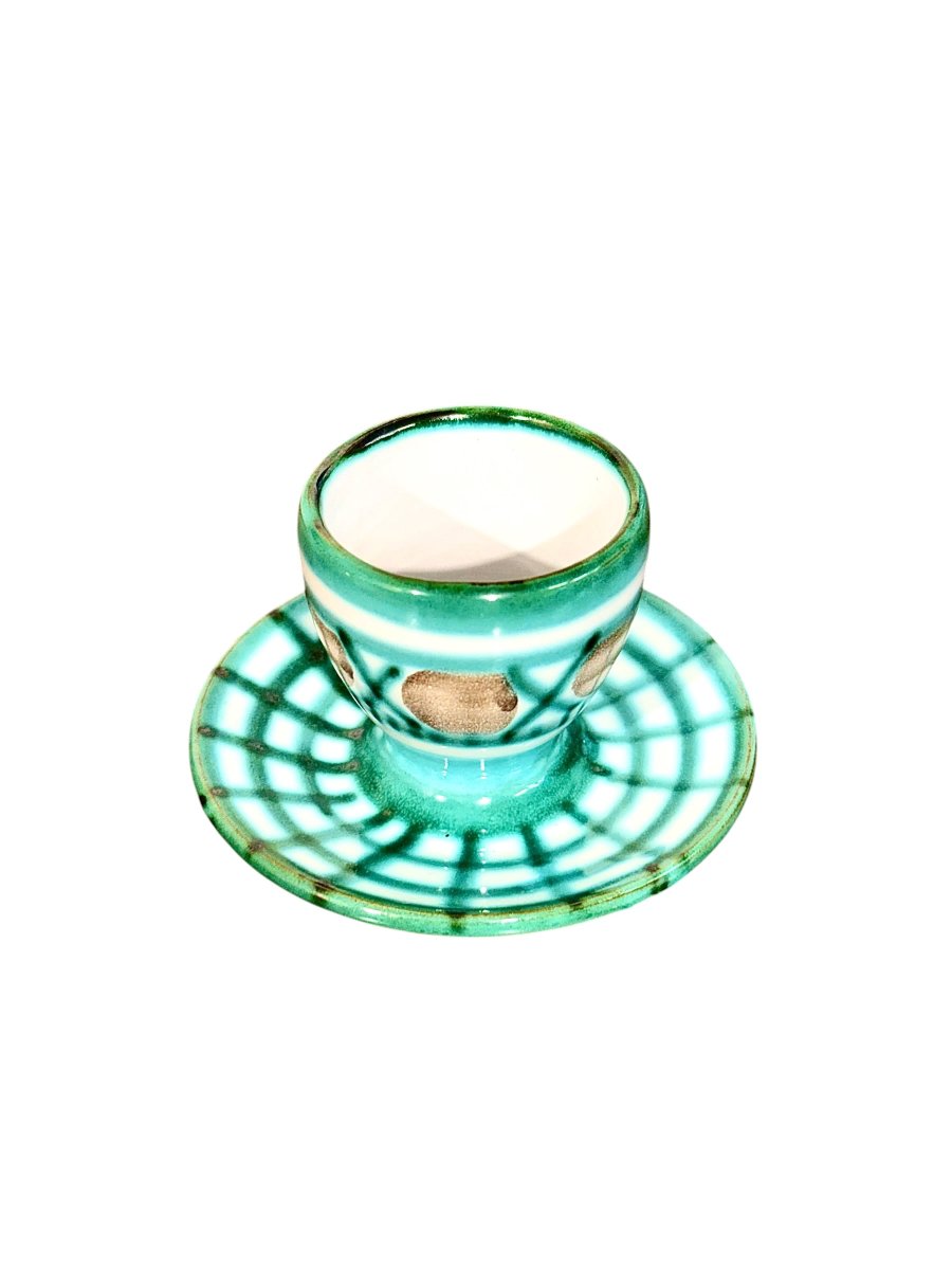 Robert Picault Vallauris Ceramic Egg Cup And Saucer, France, Circa 1960-photo-4