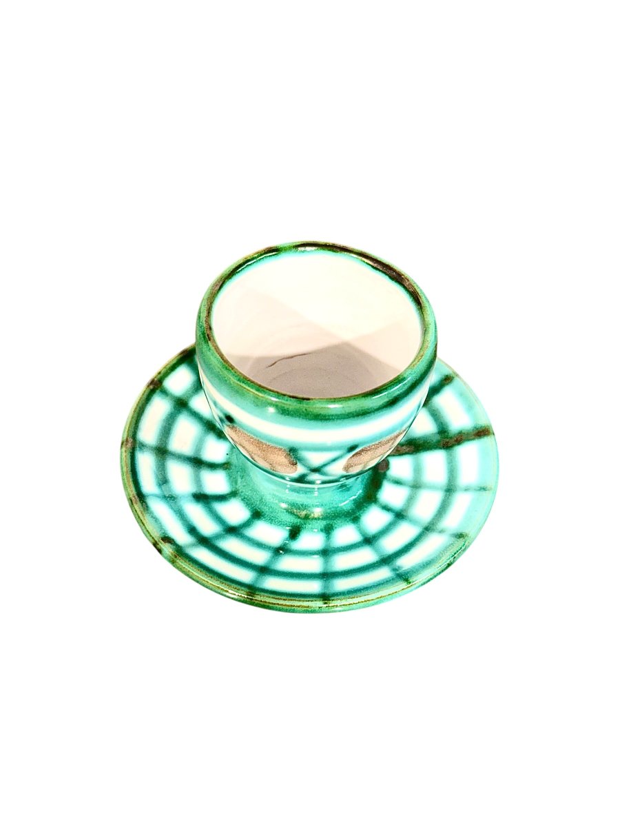 Robert Picault Vallauris Ceramic Egg Cup And Saucer, France, Circa 1960-photo-1