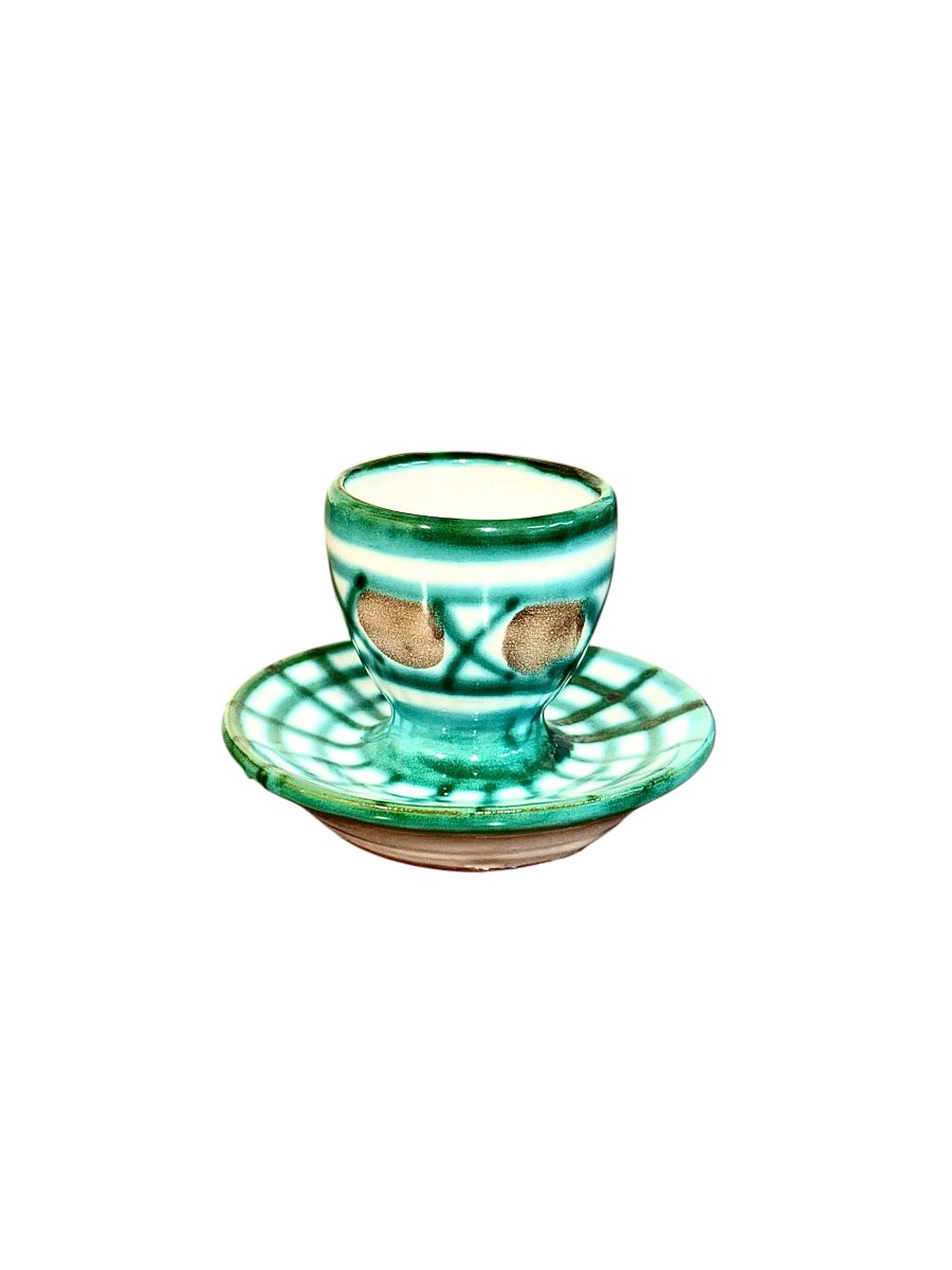 Robert Picault Vallauris Ceramic Egg Cup And Saucer, France, Circa 1960-photo-4