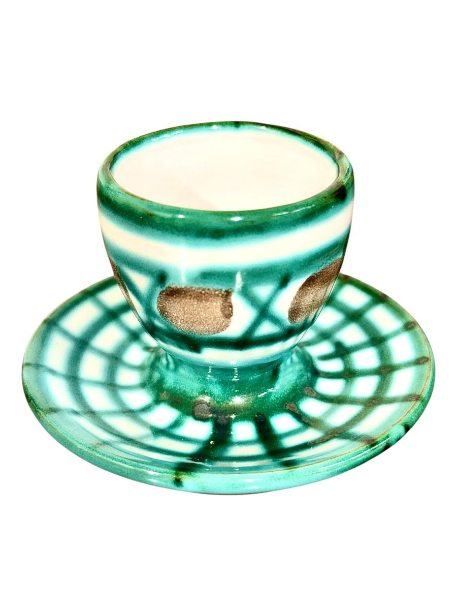 Robert Picault Vallauris Ceramic Egg Cup And Saucer, France, Circa 1960-photo-5