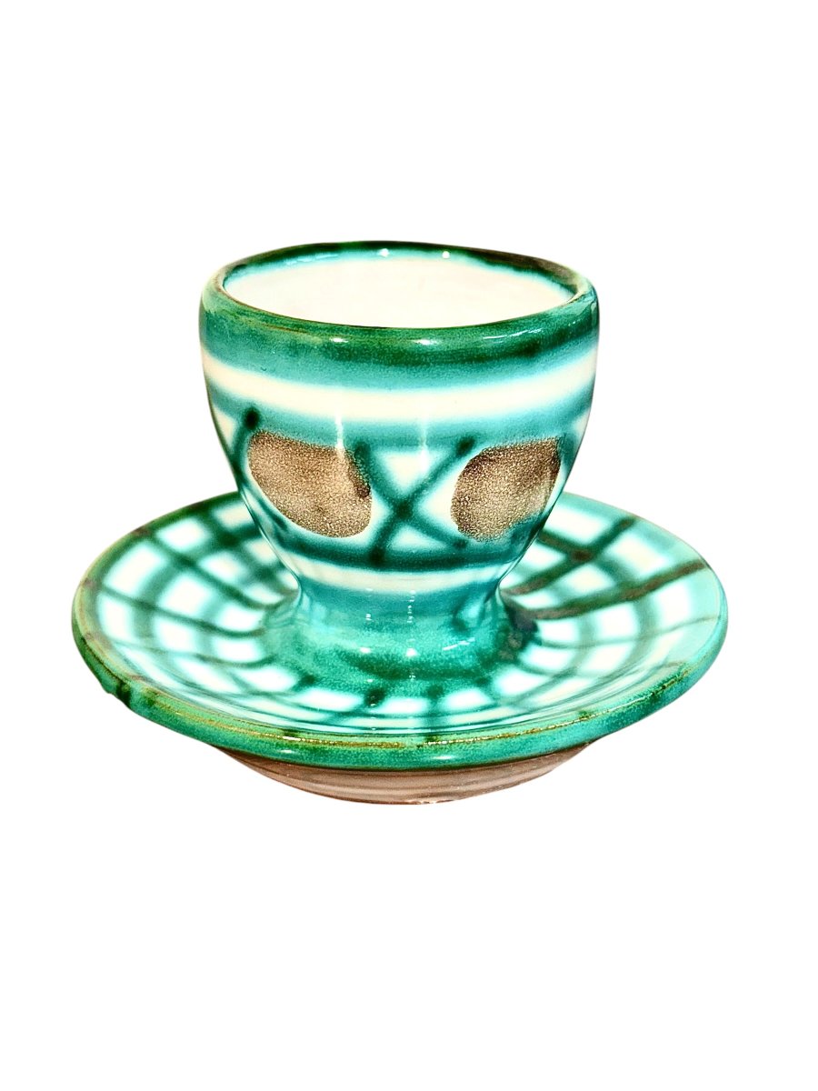Robert Picault Vallauris Ceramic Egg Cup And Saucer, France, Circa 1960
