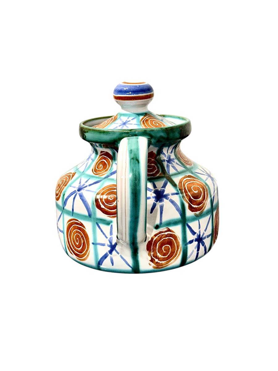 Robert Picault Vallauris Polychromed Ceramic Teapot, Circa 1960-photo-3