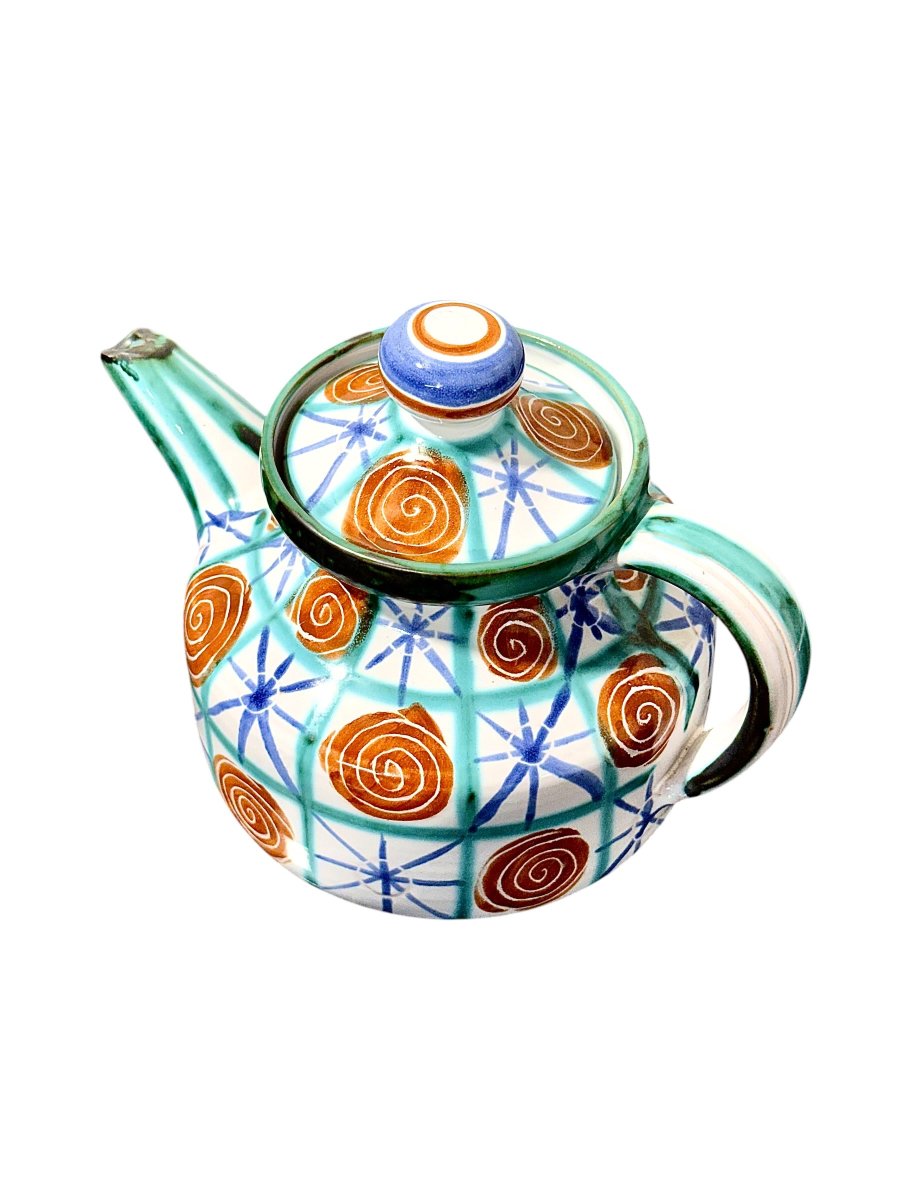 Robert Picault Vallauris Polychromed Ceramic Teapot, Circa 1960-photo-1