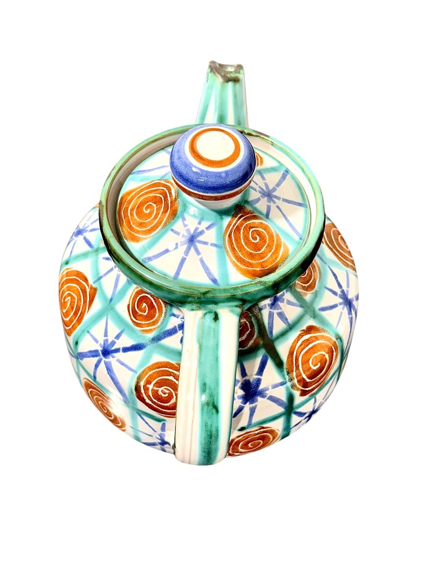 Robert Picault Vallauris Polychromed Ceramic Teapot, Circa 1960-photo-3