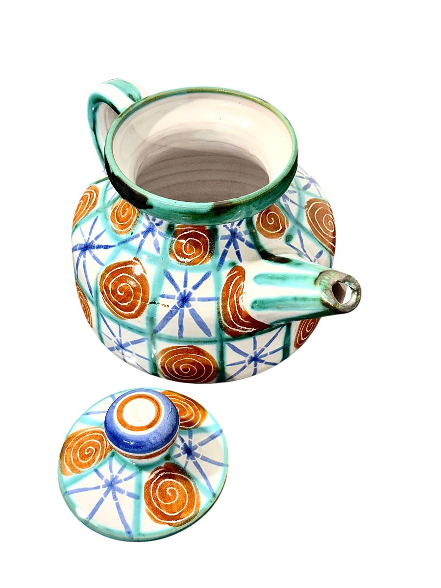 Robert Picault Vallauris Polychromed Ceramic Teapot, Circa 1960-photo-6