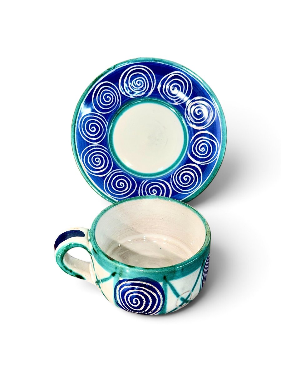 Robert Picault Vallauris Ceramic Tea Cup & Saucer, France, C. 1960