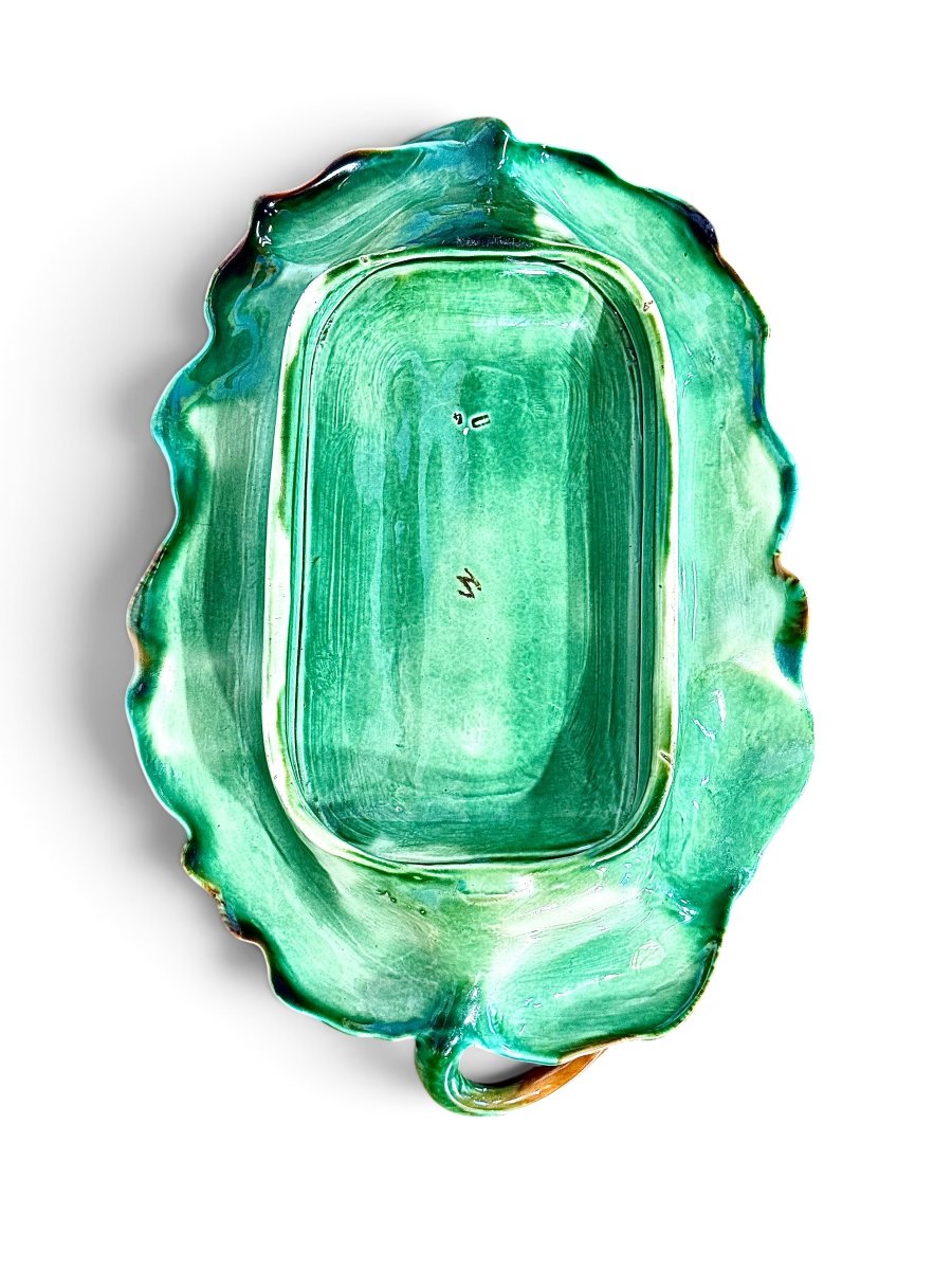 French Majolica Asparagus Serving Platter, Circa 1880-photo-3