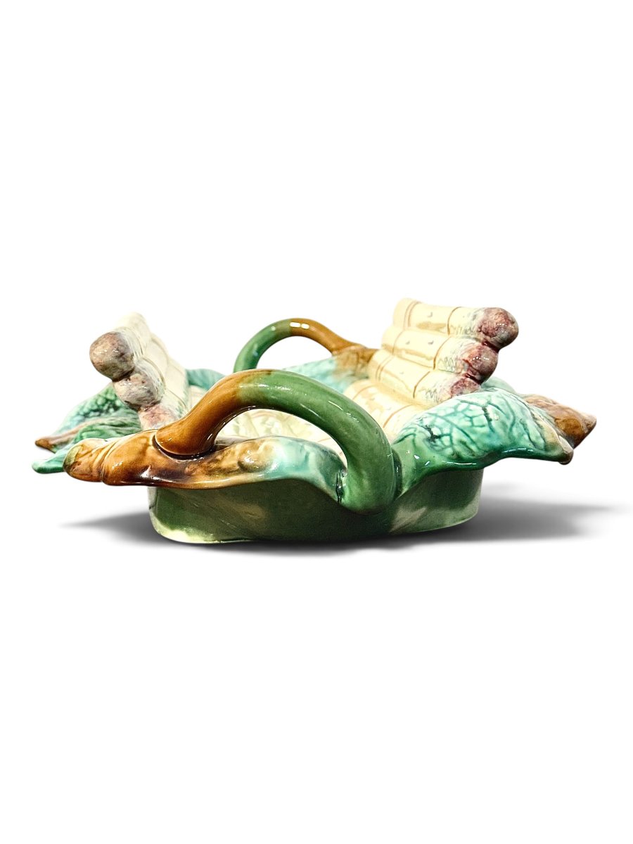 French Majolica Asparagus Serving Platter, Circa 1880-photo-1
