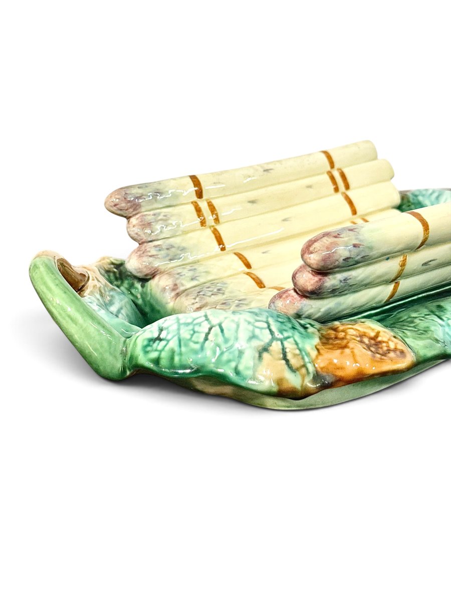 French Majolica Asparagus Serving Platter, Circa 1880-photo-5