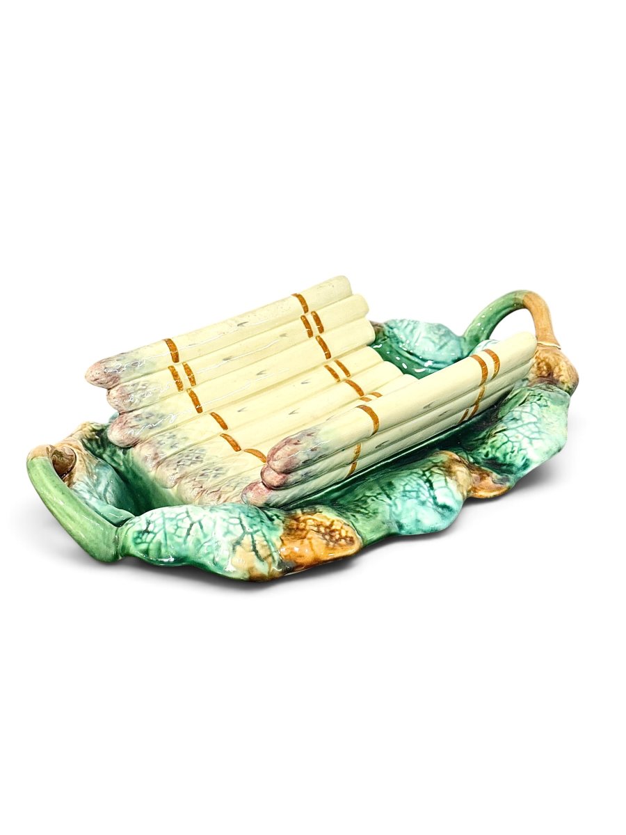 French Majolica Asparagus Serving Platter, Circa 1880