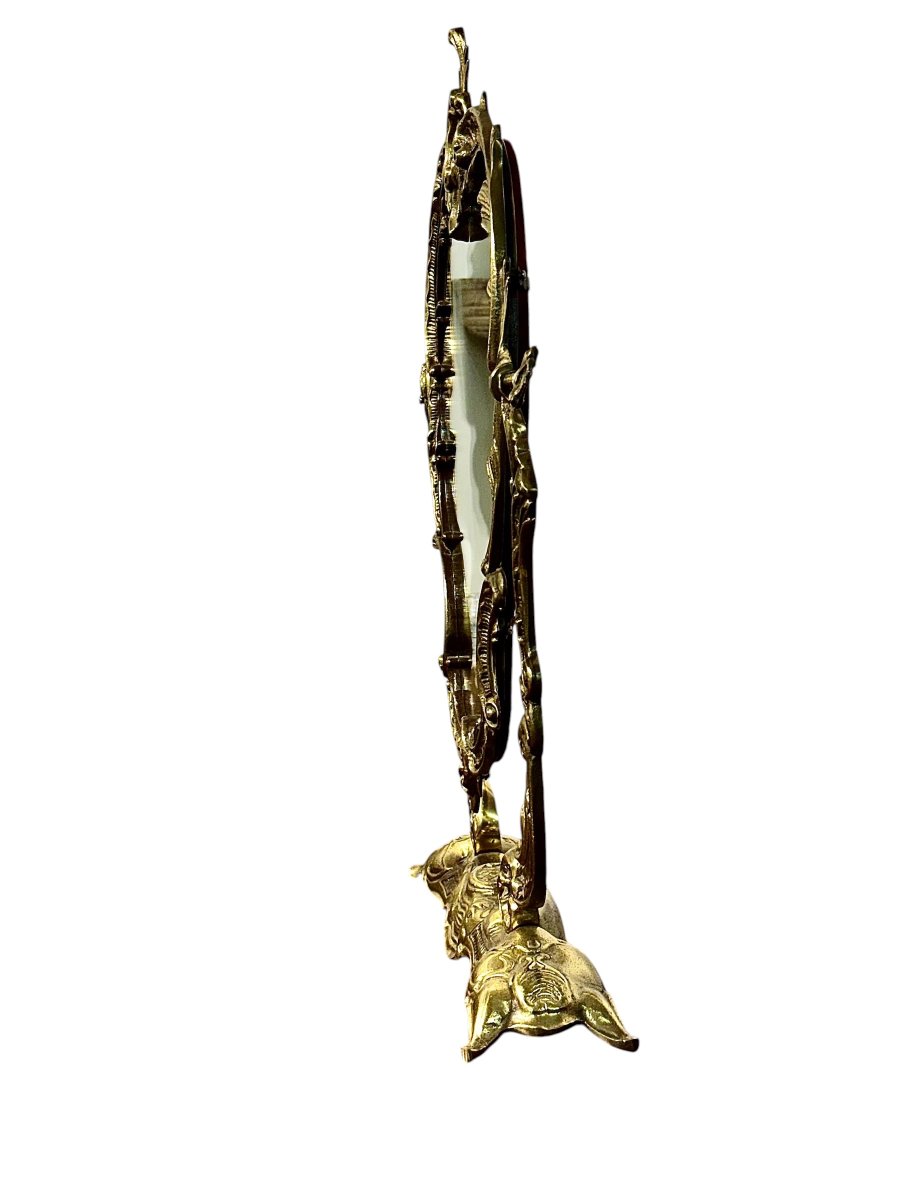 French Louis XV Style Gilt Bronze Table Mirror, Rococo, Circa 1900-photo-4