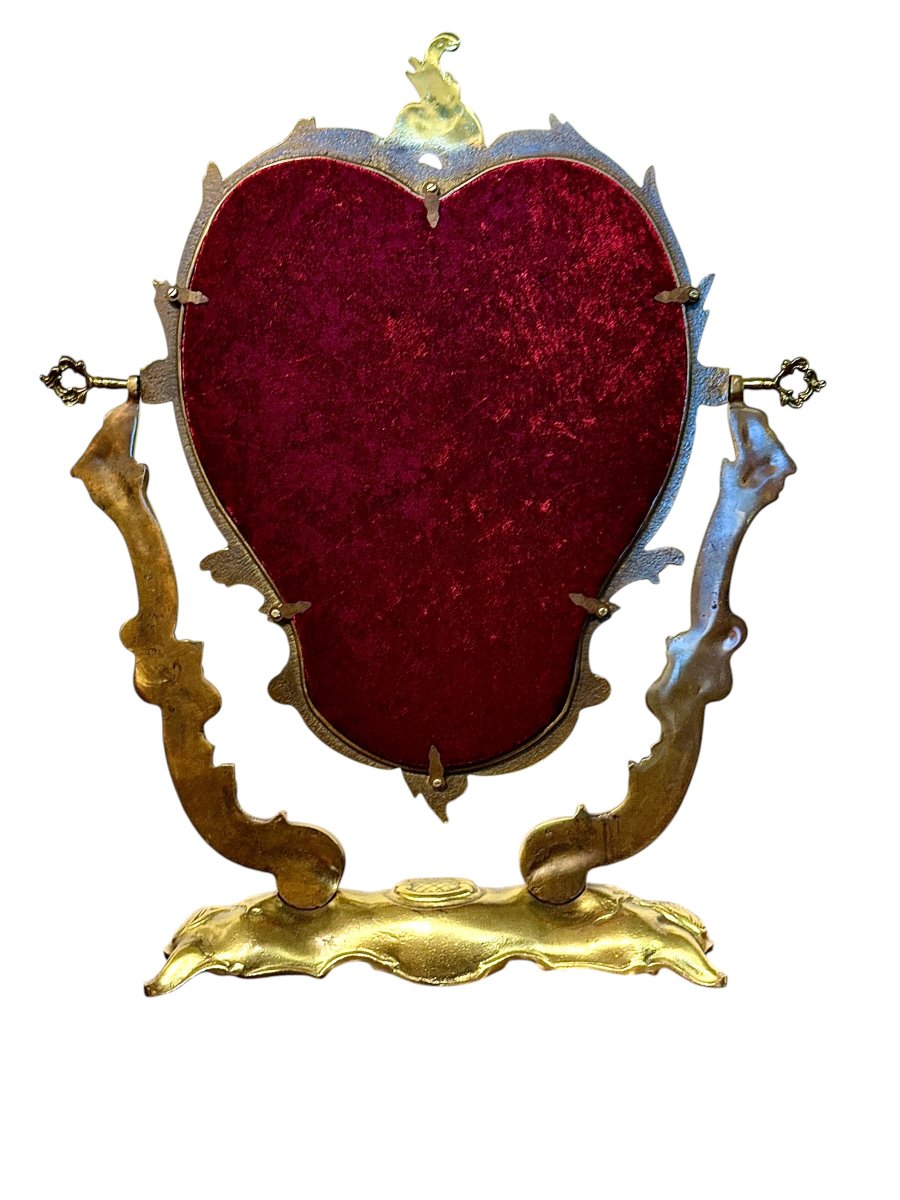 French Louis XV Style Gilt Bronze Table Mirror, Rococo, Circa 1900-photo-7