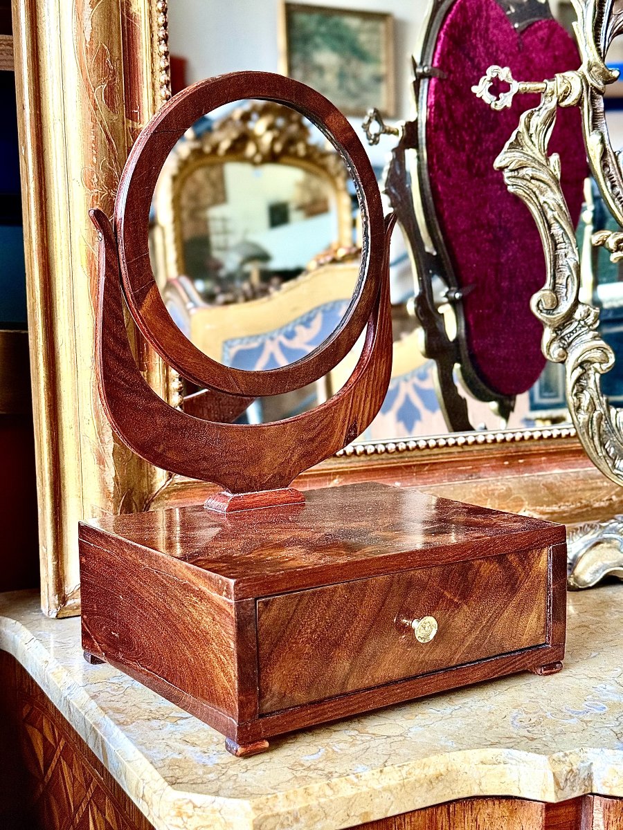 French Restoration Period Dressing Table Mirror With Drawer, Circa 1820-photo-2