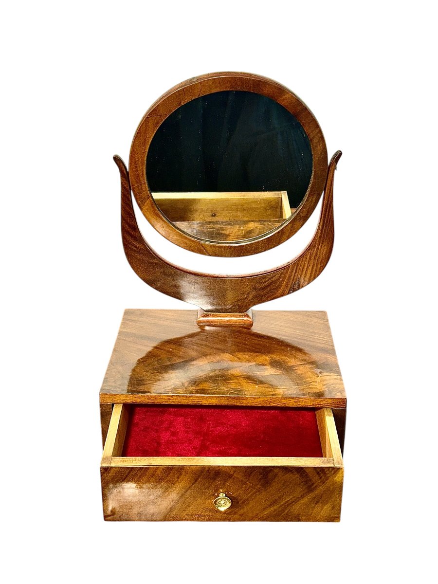 French Restoration Period Dressing Table Mirror With Drawer, Circa 1820-photo-3