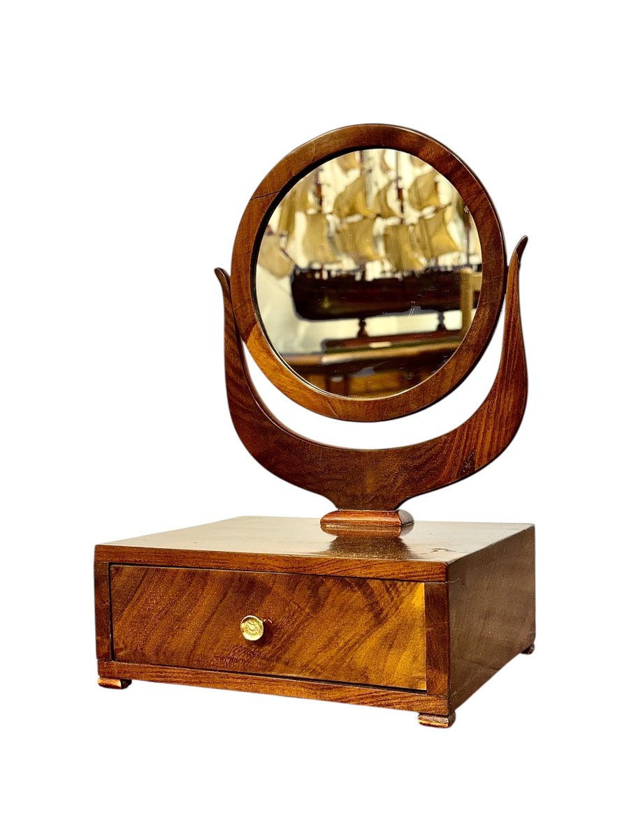 French Restoration Period Dressing Table Mirror With Drawer, Circa 1820-photo-4