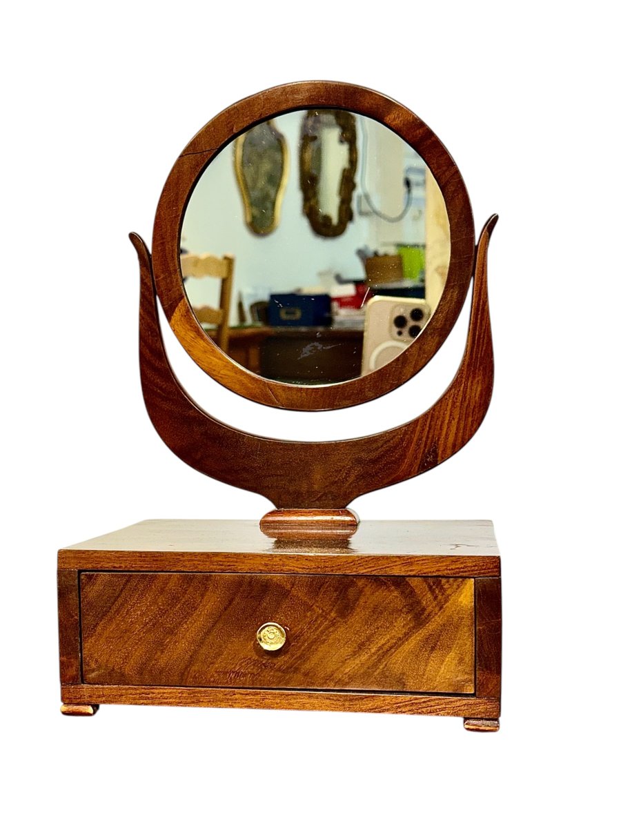 French Restoration Period Dressing Table Mirror With Drawer, Circa 1820-photo-2