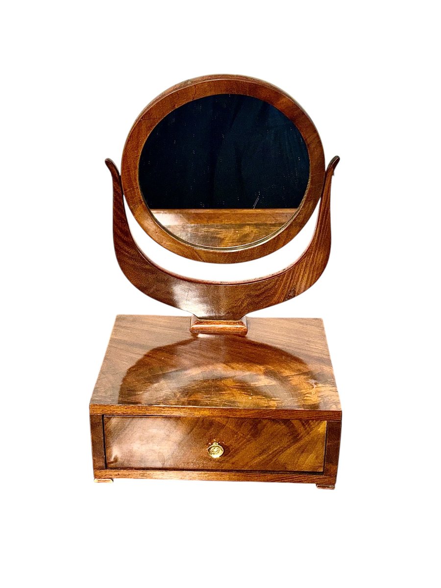 French Restoration Period Dressing Table Mirror With Drawer, Circa 1820-photo-4