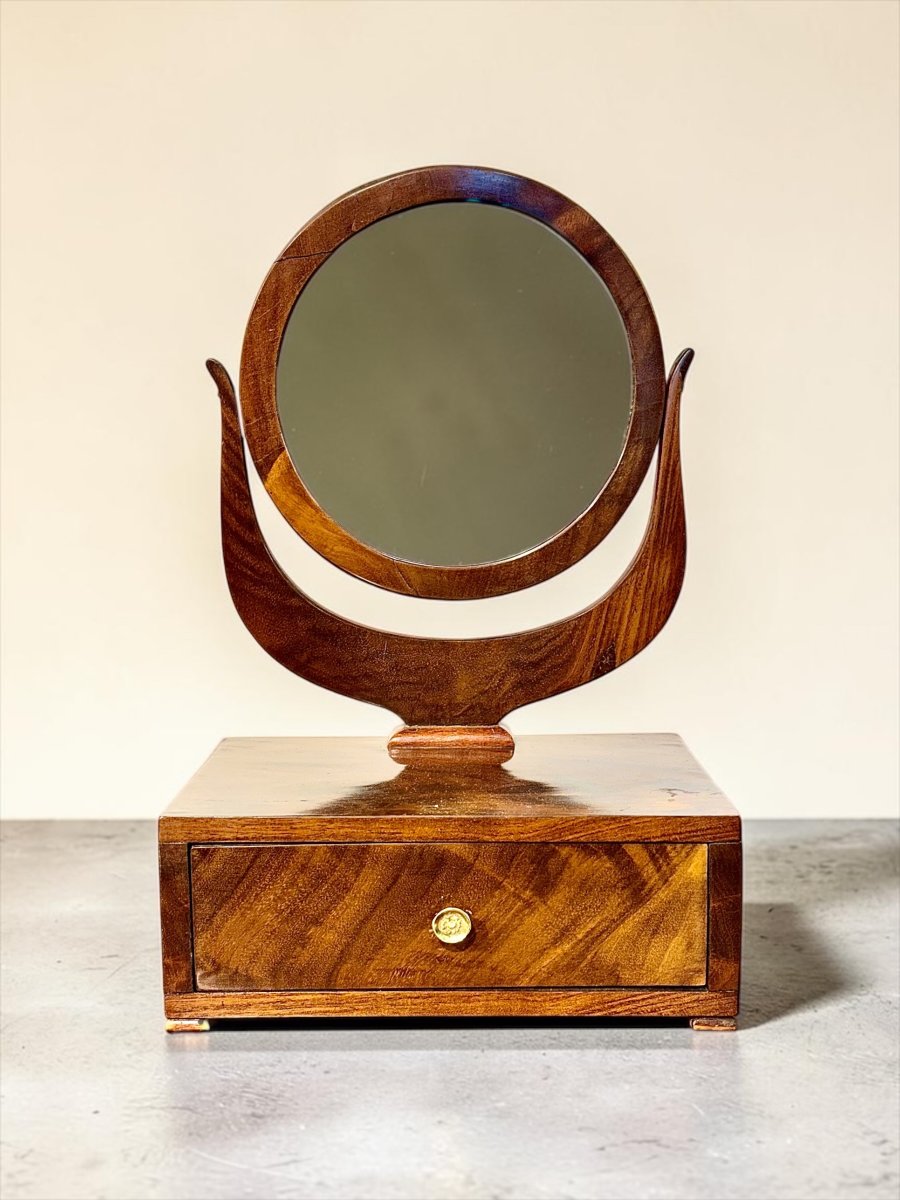 French Restoration Period Dressing Table Mirror With Drawer, Circa 1820-photo-8