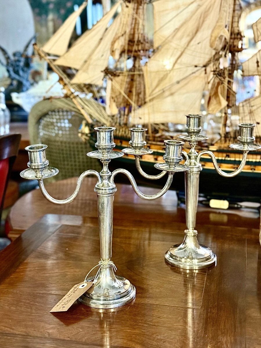 Paire de candélabres français en métal argenté par Victor Saglier, vers 1880-photo-2