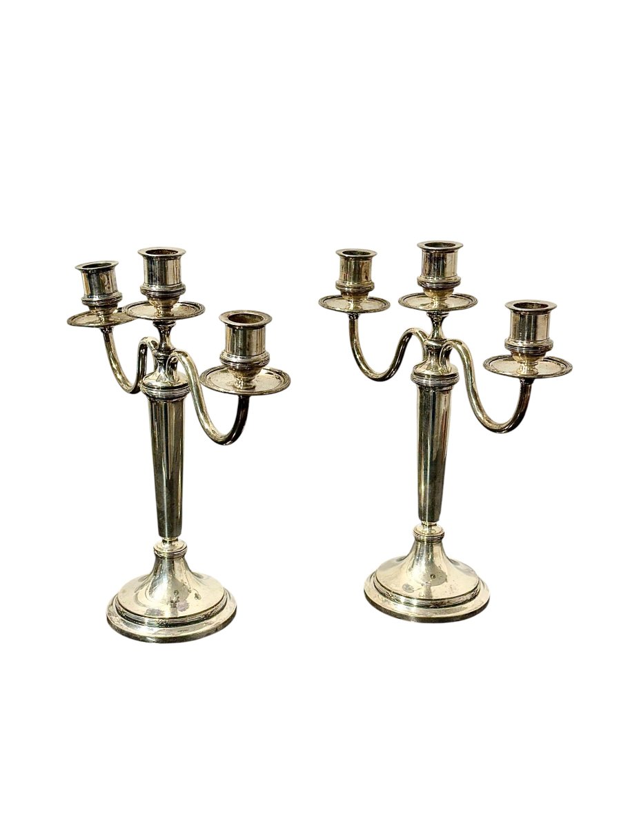Paire de candélabres français en métal argenté par Victor Saglier, vers 1880-photo-3