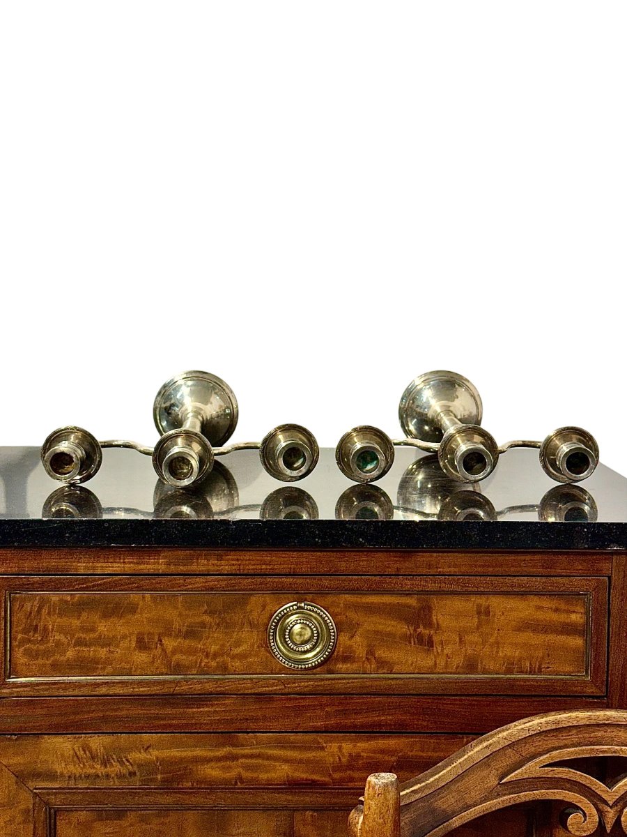 Paire de candélabres français en métal argenté par Victor Saglier, vers 1880-photo-3