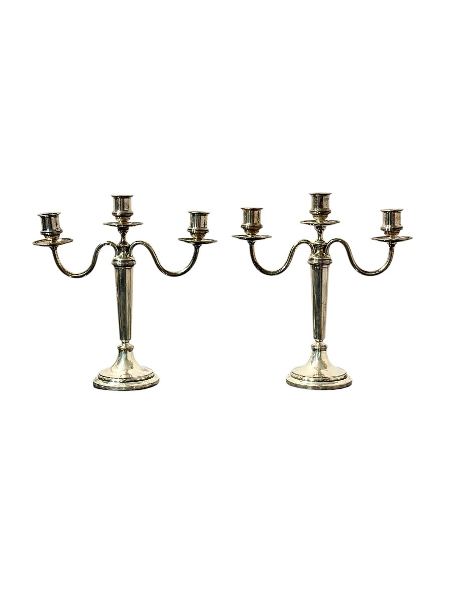 Paire de candélabres français en métal argenté par Victor Saglier, vers 1880