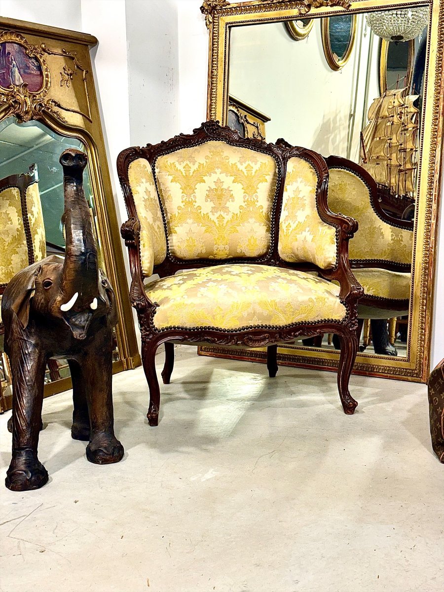 Louis XV Style Carved Walnut Bergère Armchair, France 19th Century-photo-2
