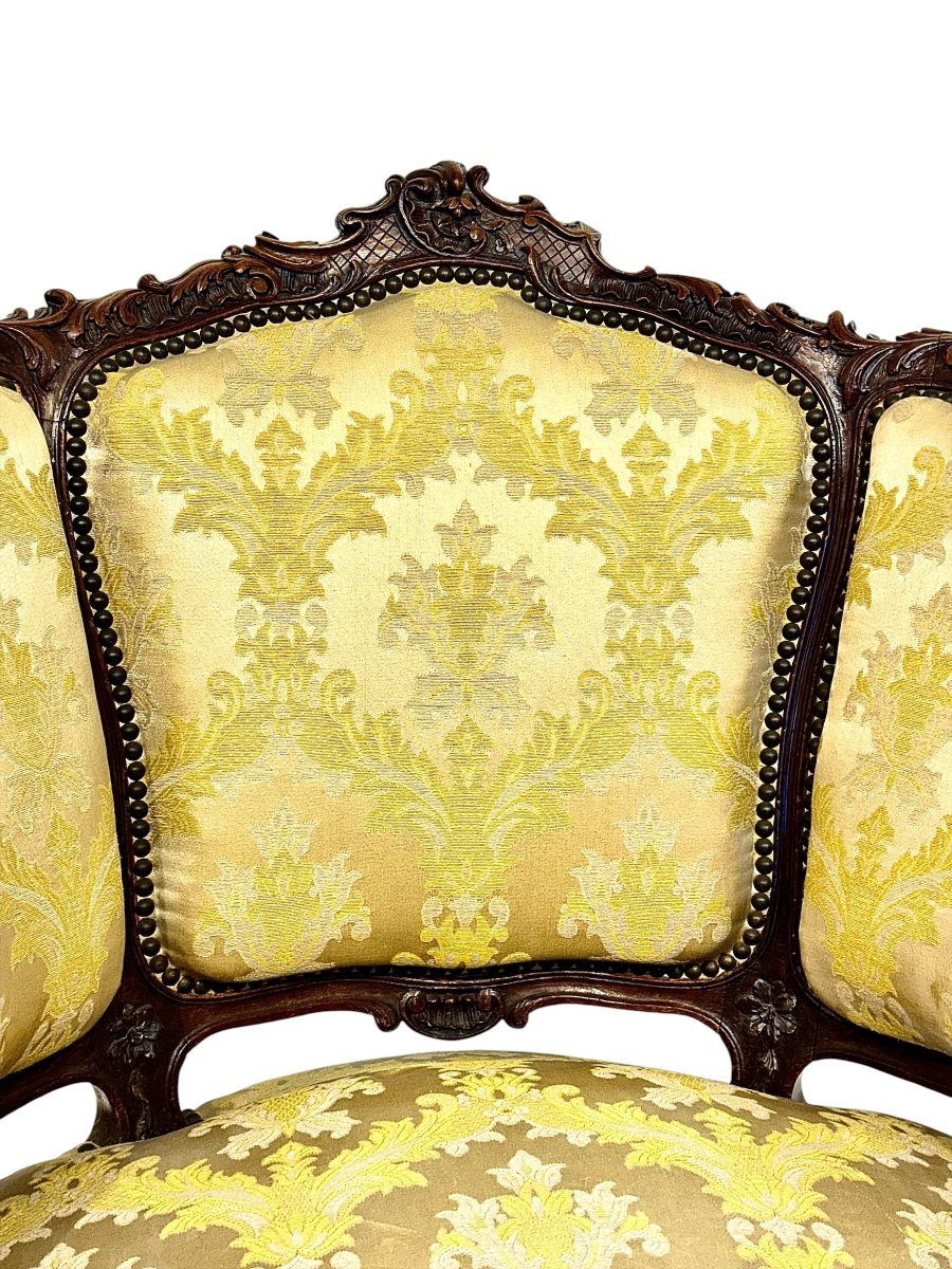 Louis XV Style Carved Walnut Bergère Armchair, France 19th Century-photo-3