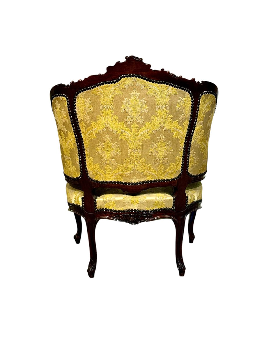 Louis XV Style Carved Walnut Bergère Armchair, France 19th Century-photo-4