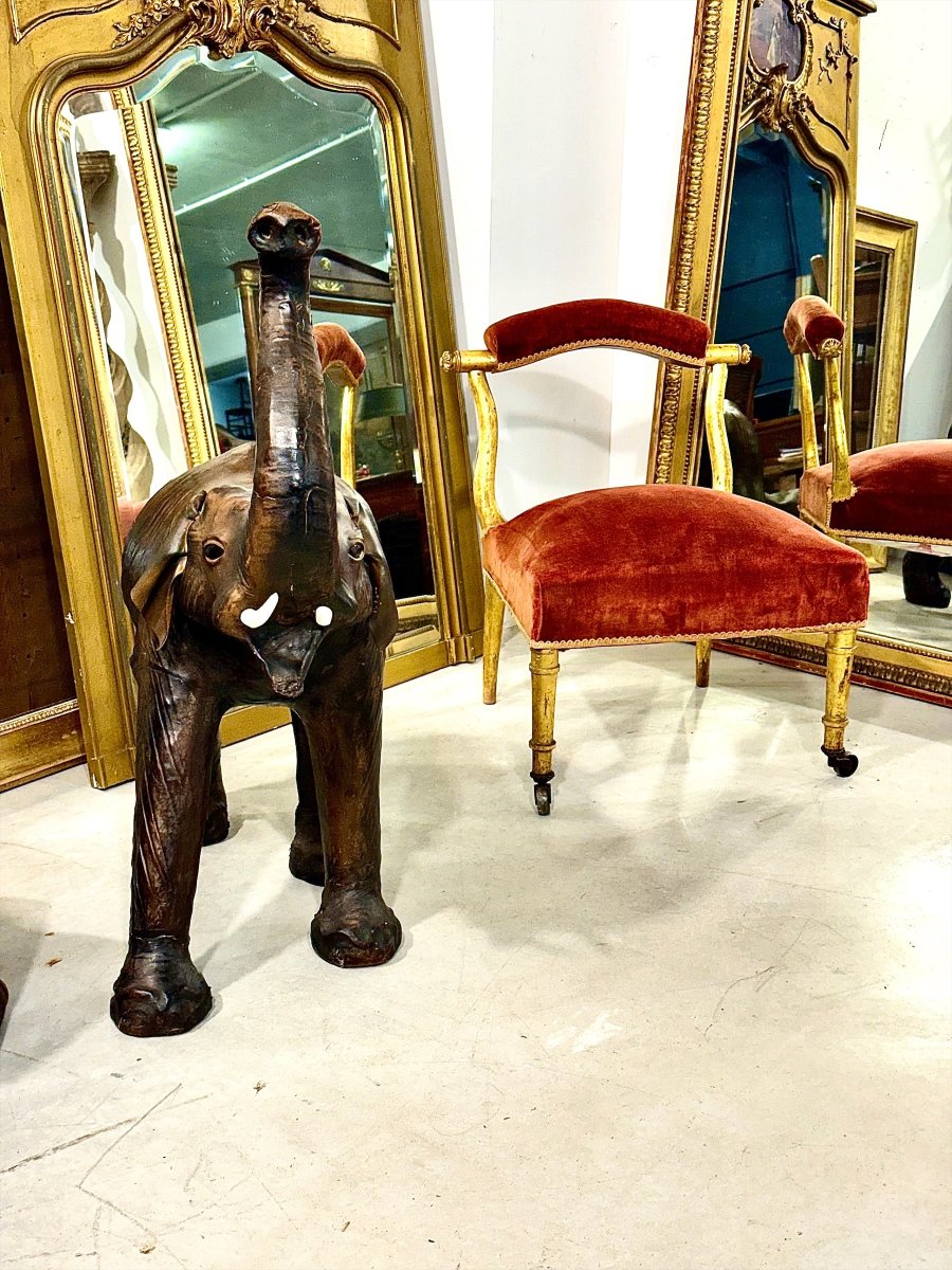 19th Century French Giltwood Slipper Chair In Old Rose Velvet-photo-8