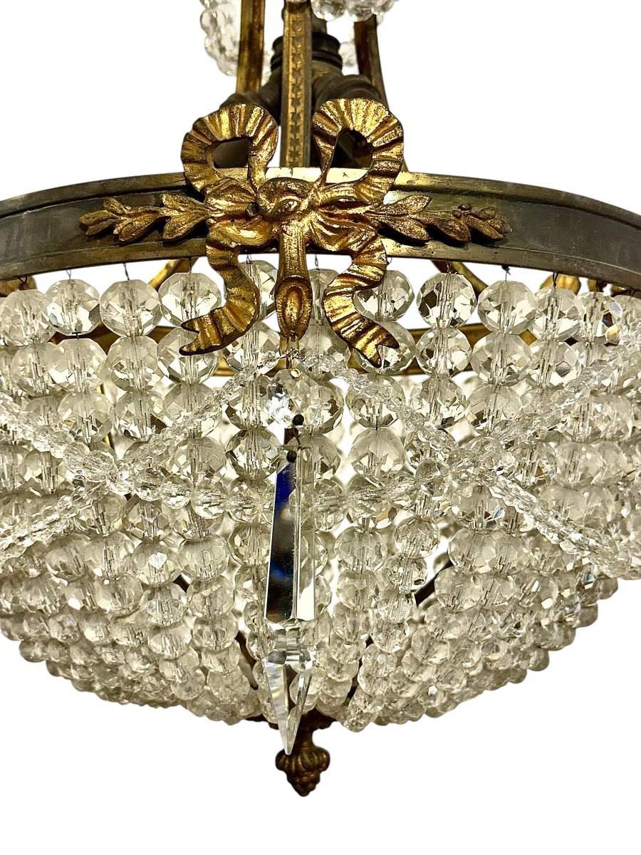 French Louis XVI Style Gilt Bronze And Cut Glass Chandelier, Circa 1900-photo-2