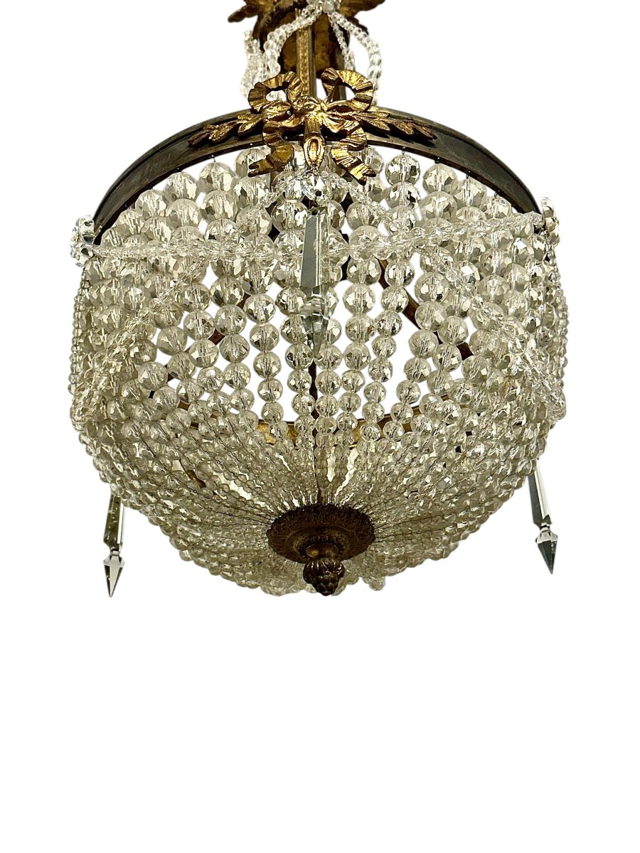 French Louis XVI Style Gilt Bronze And Cut Glass Chandelier, Circa 1900-photo-3