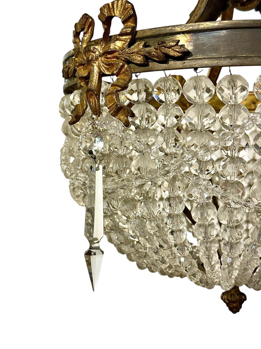 French Louis XVI Style Gilt Bronze And Cut Glass Chandelier, Circa 1900-photo-5