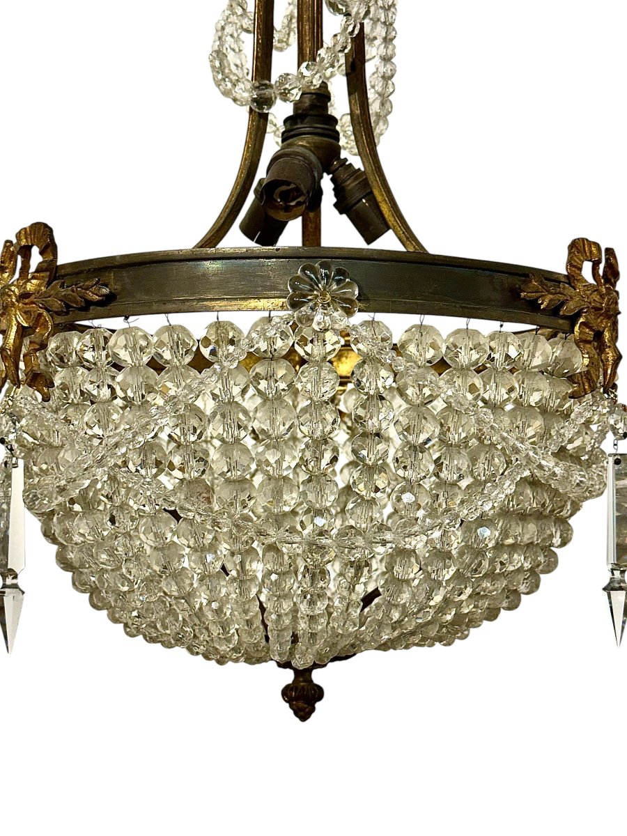 French Louis XVI Style Gilt Bronze And Cut Glass Chandelier, Circa 1900-photo-6
