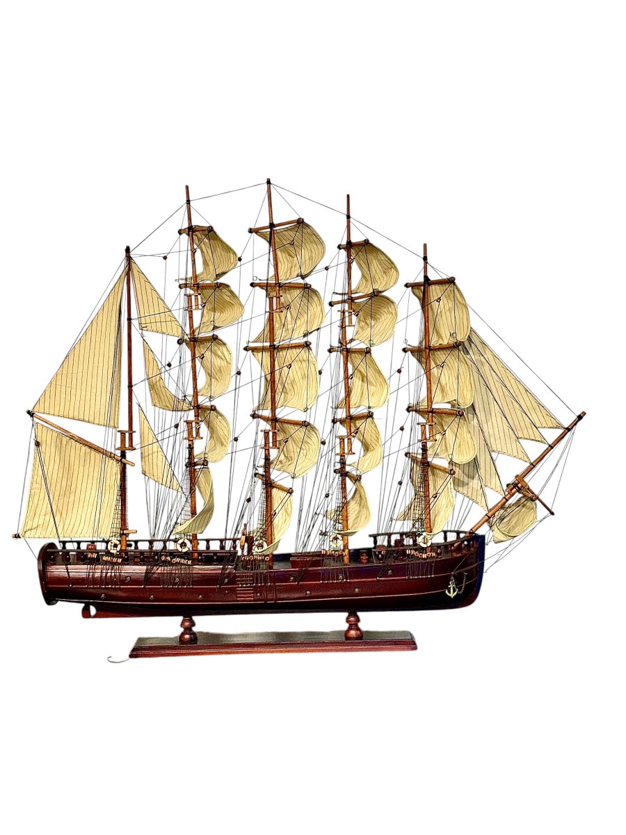 Grande maquette de barque à cinq mâts du XXe siècle, style « France II »-photo-3
